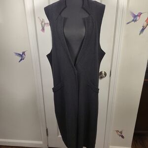 Eileen Fisher XL Charcoal Merino Wool Long Duster Vest – Minimal Luxury Layer